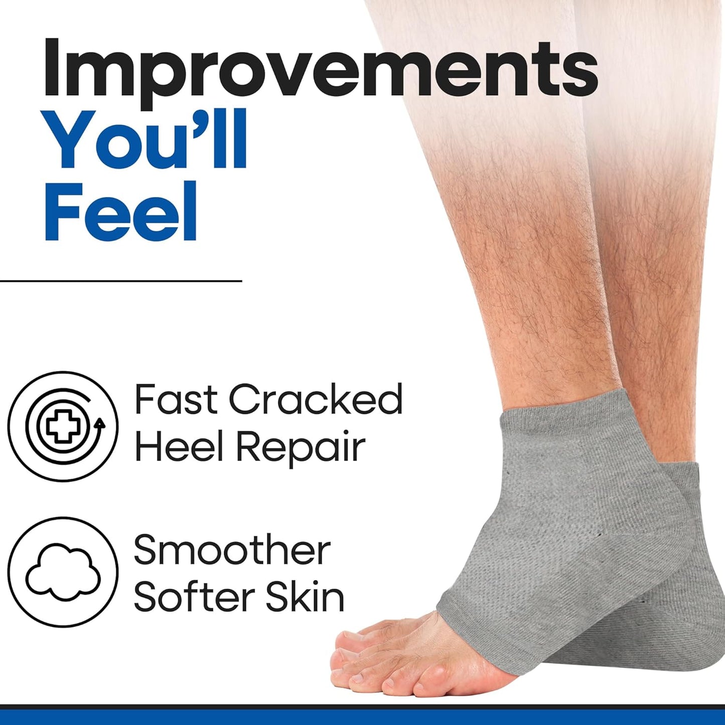 Moisturizing Socks for Women & Men | Aloe Vera Cracked Heel Treatment | Foot Callus Remover | Aloe Socks for Cracked Heels & Dry Cracked Feet | Lotion Infused Gel Heel Socks (Large - 3 Pairs)