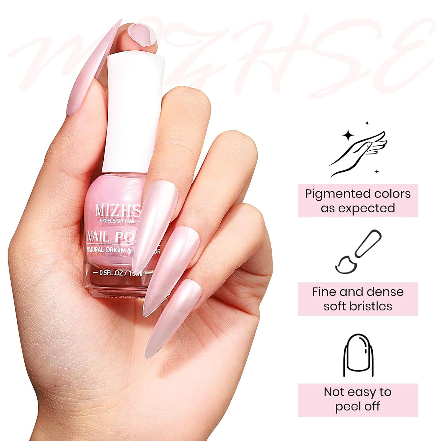 MIZHSE Nail Polish: 15Ml Mermaid Pearl Nail Polish Pink Aurora Effect Nail Polish, Fingernail and Toenail Polish Glossy Long Lasting Nail Polish Trendy DIY at Home Nail Gift Spree
