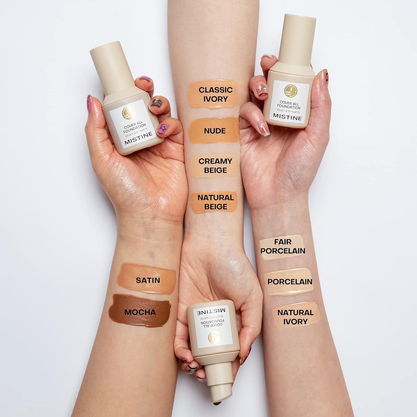 MISTINE Full Coverage Foundation Makeup for Oily Skin,24 Hour Oil Control Liquid Foundation,Skin-Caring,Moisturizing Formula,Cream Foundation,Matte Finish,Mocha,1 Fl Oz