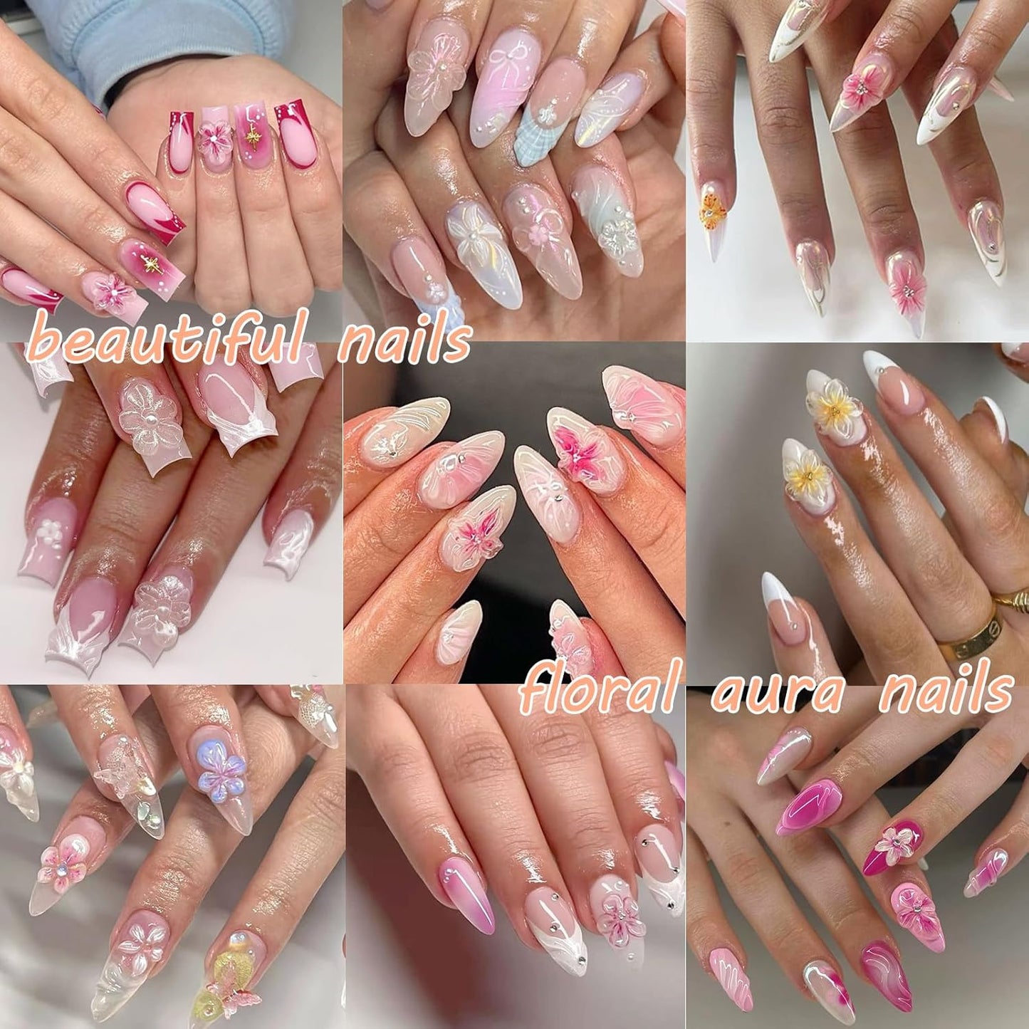 Nail Art Stickers Decals 5D Embossed Flower Nail Decals Self Adhesive Spring Summer Plumeria Nails Supplies 3D Design for Women Nails Decoration Yellow Black Flower Stickers