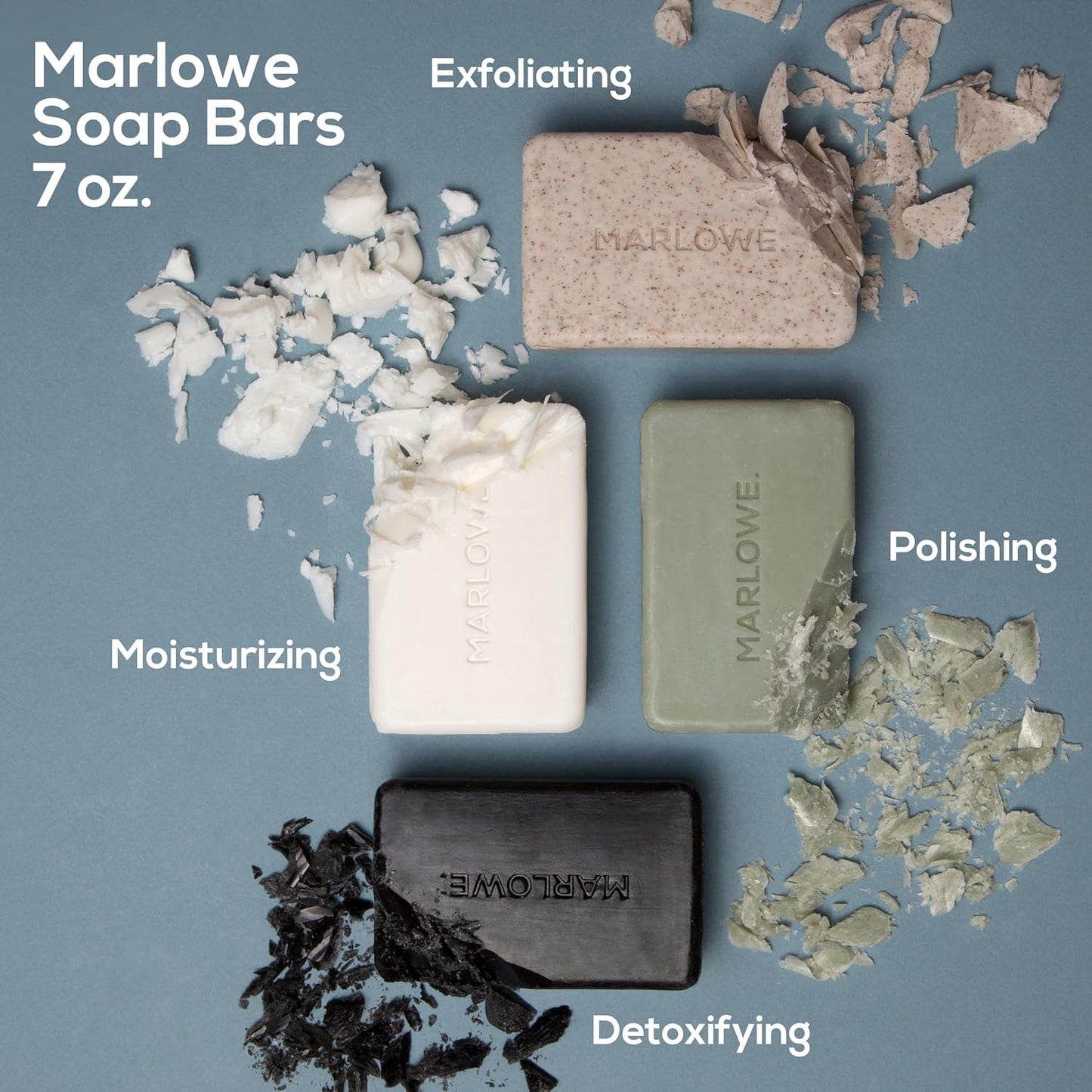 MARLOWE. No. 102 Body Scrub Soap 7 oz (3 Bars), Oud Wood, Exfoliating Soap Bar with Shea Butter, Olive Oil & Green Tea Extracts, Cleanses, Smooths & Revitalizes Skin, Earthy & Smoky Scent