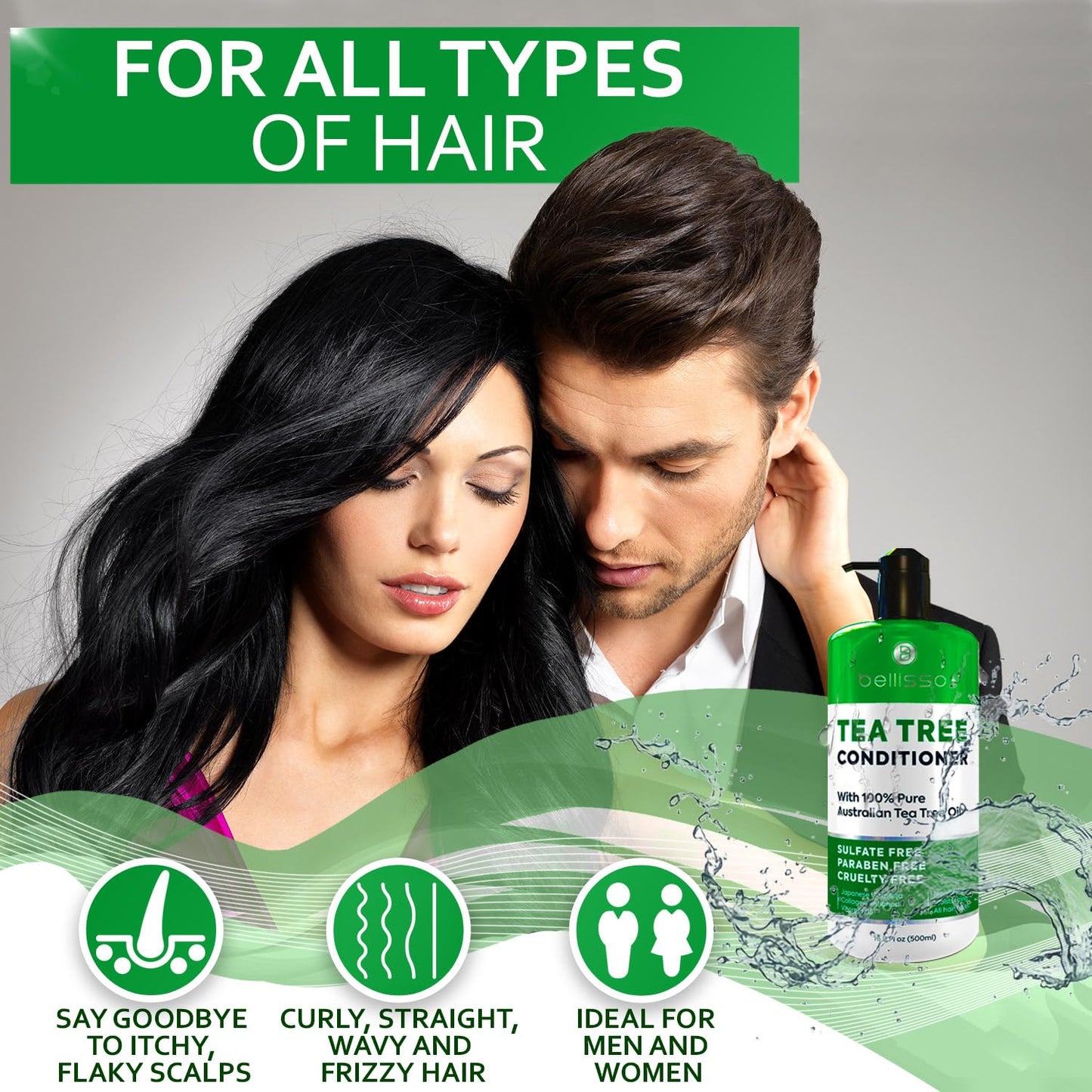 Tea Tree Oil Conditioner - Sulfate and Paraben Free - Anti Dandruff Treatment for Itchy, Dry Scalps - Ideal for Women and Men with Oily Hair and Scalp Buildup