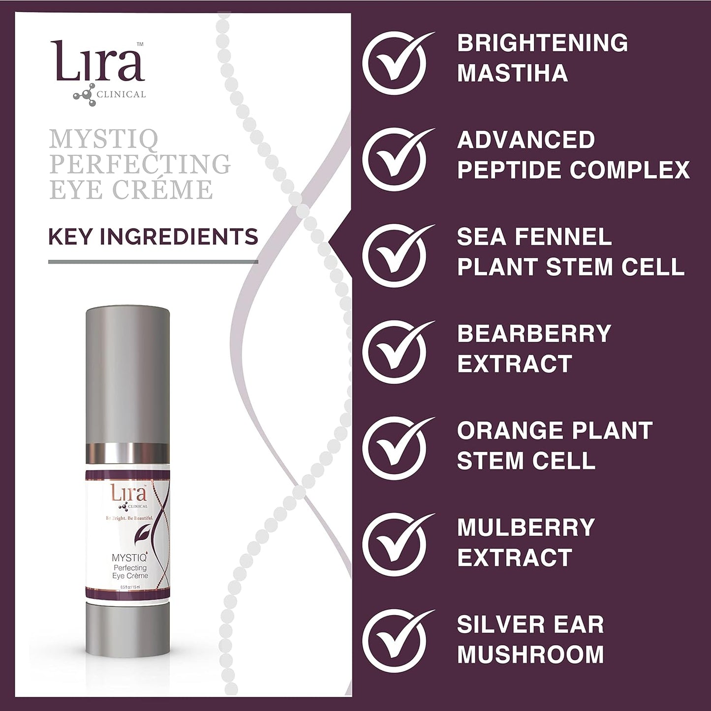 Lira Clinical MYSTIQ Perfecting Eye Cream - Lifting Anti Aging Eye Cream with Collagen Peptides - 0.5 fl oz
