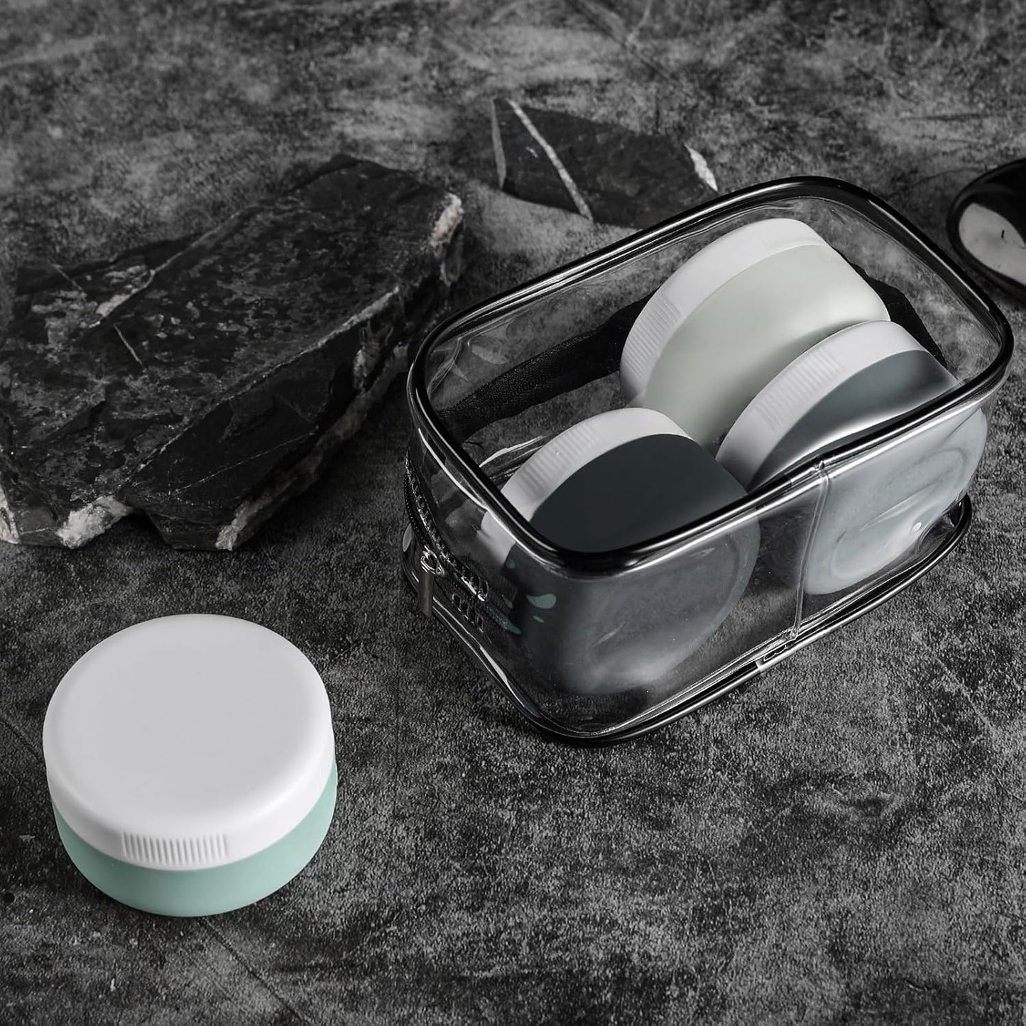 Travel Containers for Toiletries, Silicone Cream Jars BPA-Free, Leak-proof 1.35oz Travel Size Containers, Portable Size Silicone Jars with Lid for Cosmetic Face Hand Body Cream (4 Pack)