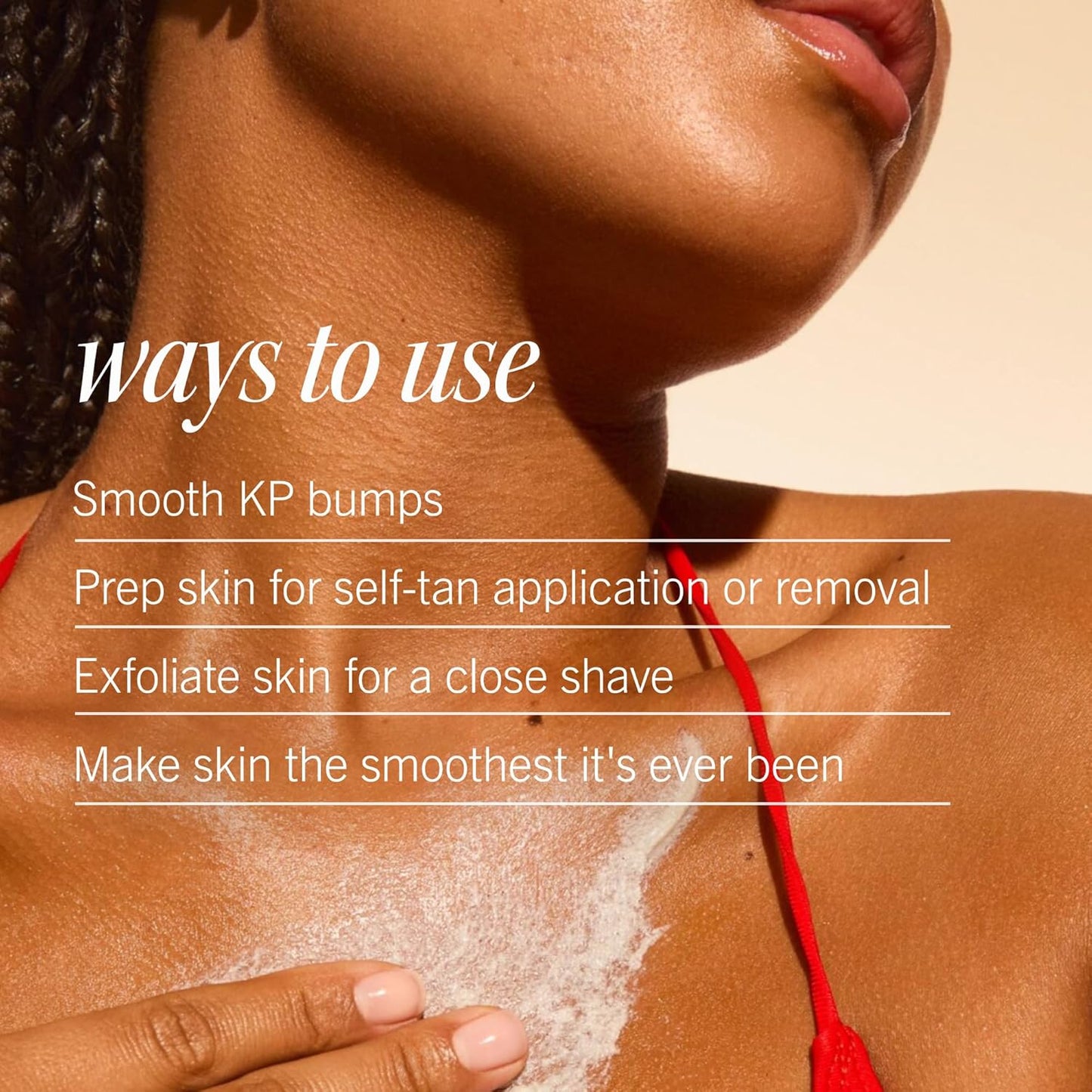 First Aid Beauty - KP Bump Eraser Body Scrub with 10% AHA, Keratosis Pilaris Exfoliator with Glycolic and Lactic acids, Helps Reduce Chicken Skin Bumps, Safe for Sensitive Skin, Peach Scent (8 oz)