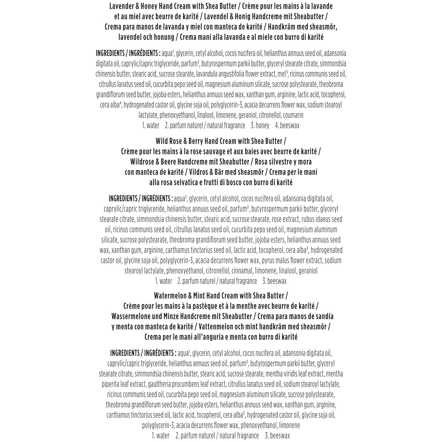 Burt's Bees Christmas Gifts, 3 Body Skincare Stocking Stuffers, Shea Butter Hand Cream Trio Set - Lavender Honey, Watermelon Mint & Wild Rose Berry (3-Pack)