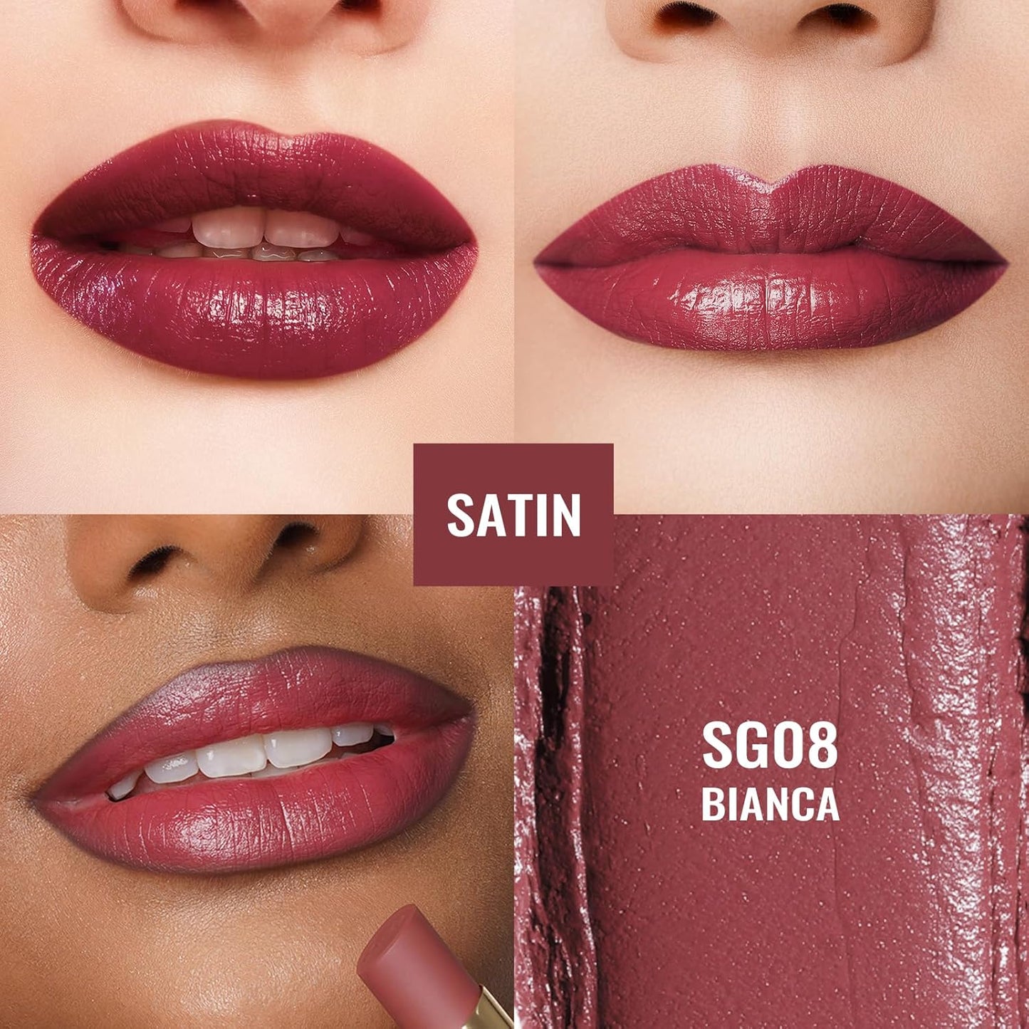 Oulac Satin Lipsticks for Women Set - Matte Lipstick, Full Coverage Lip Color, Satin Matte Finish, Cream Texture, Hydrating, Infused with Hyaluronic Acid, 4g*2 SG04+SG08
