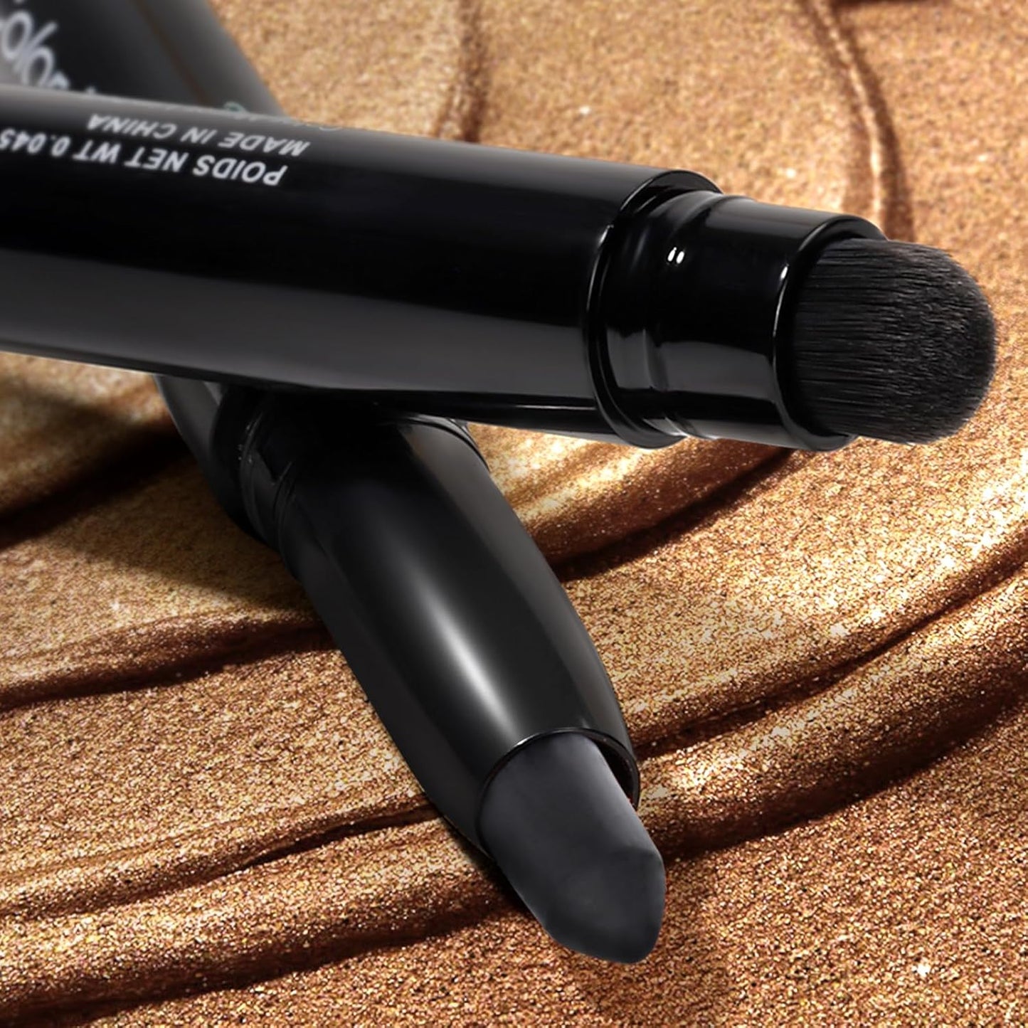 Cream Waterproof Hypoallergenic Eyeshadow Stick, long wear Metallic Glitter Matte Eye Shadow Pencil With Makeup Brush, Eye Brightener, 34 Midnight Matte