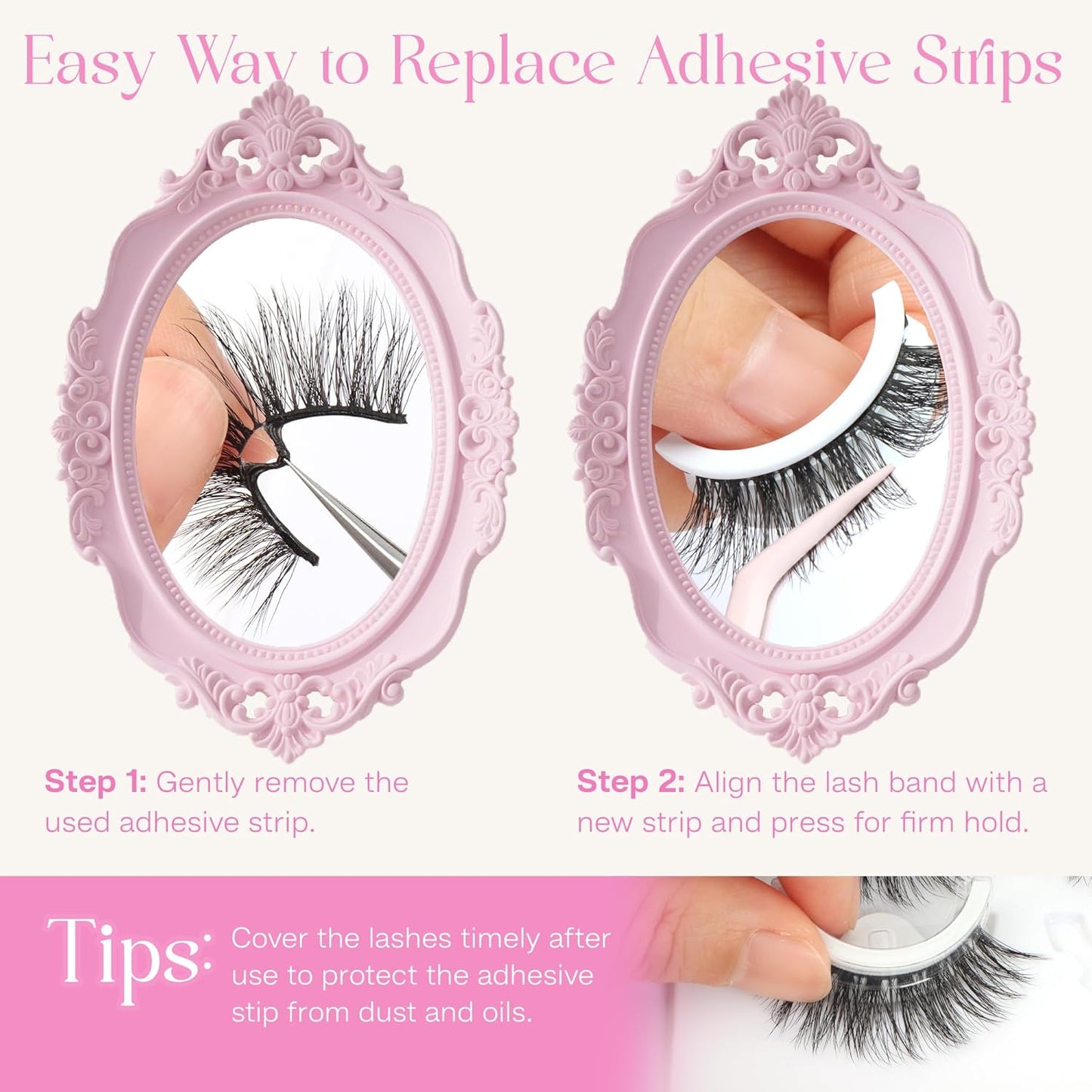 CALAILIS Self Adhesive Eyelashes 5 Pairs Natural Look Press On Lashes No Glue Need Eyelashes Reusable Cat Eye Wispy Self-adhesive False Lashes with Replacement Adhesive Strips (C001)