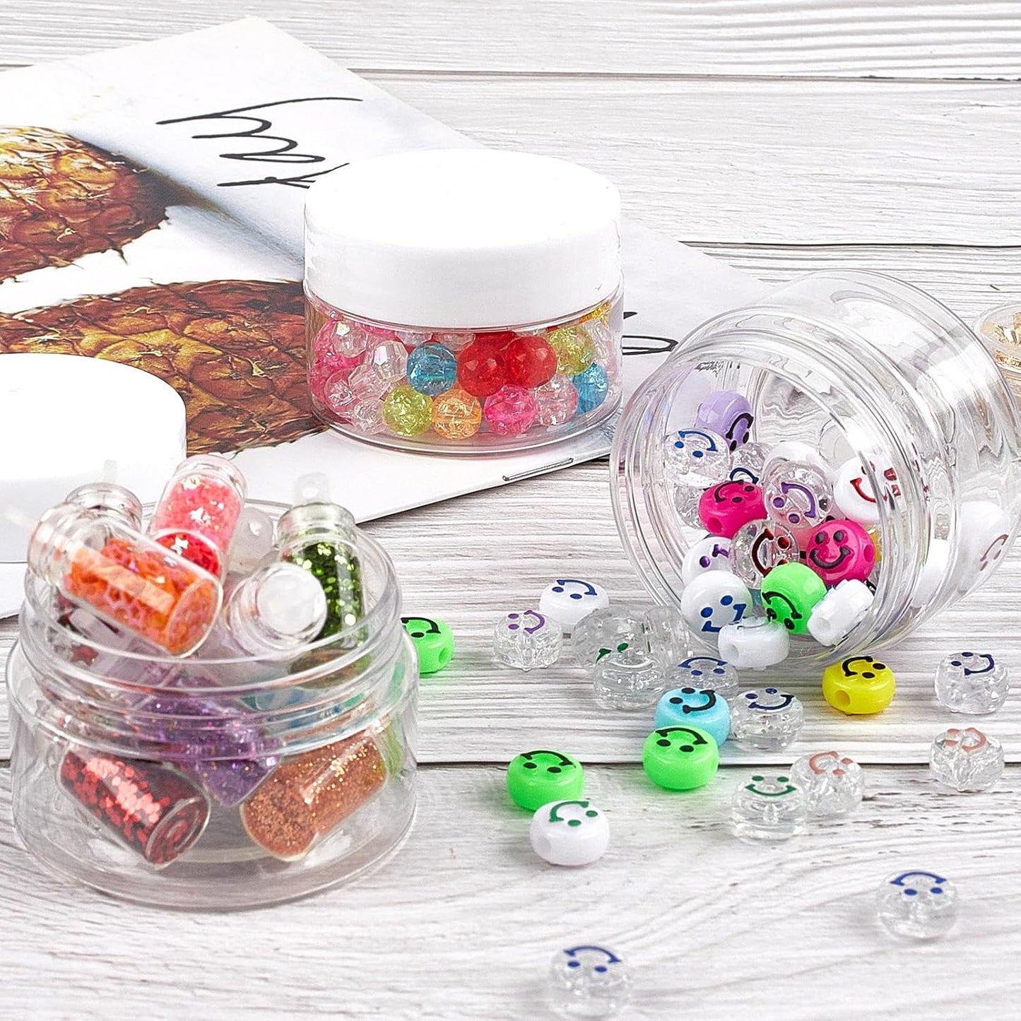 TUZAZO 24 Pack 1 Oz Small Plastic Container Jars with Lids and Labels BPA Free, Empty Round Clear Cosmetic Containers Plastic Slime Jars for Lotion, Cream, Ointments, Samples, Travel Storage (24)