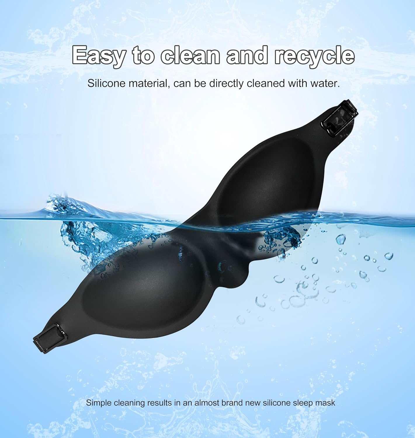 Soft Silicone Sleep Mask for Dry Eyes, Moisture-Retaining Eye Mask for Sleep, Reusable and Washable, Lightweight Comfortable Fit for Insomnia, Yoga, Meditation, Naps, Travel, and Stress Relief