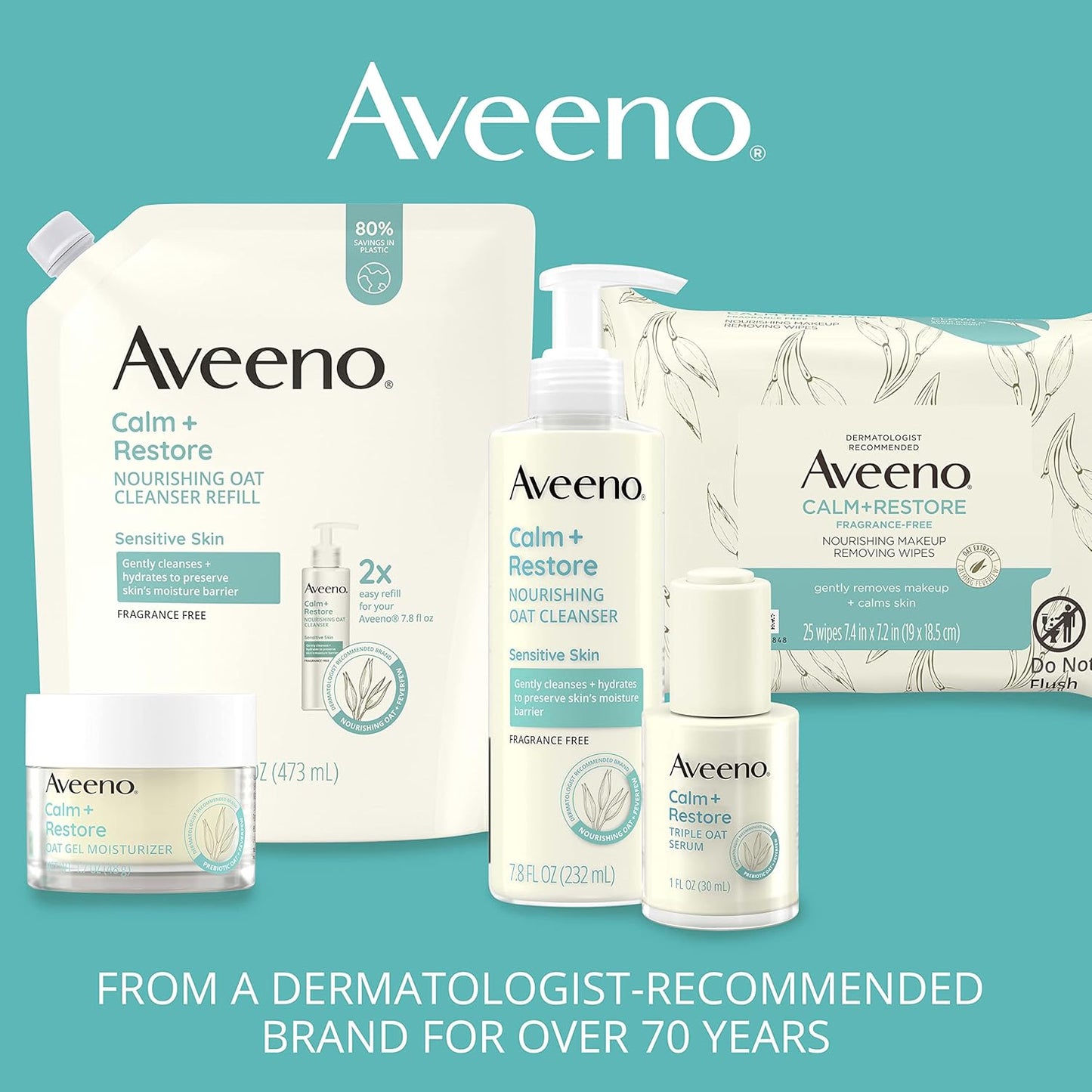 Aveeno Calm + Restore Redness Relief Foaming Cleanser, Daily Facial Cleanser With Calming Feverfew to Help Reduce the Appearance of Redness, Hypoallergenic & Fragrance-Free, 6 fl. oz