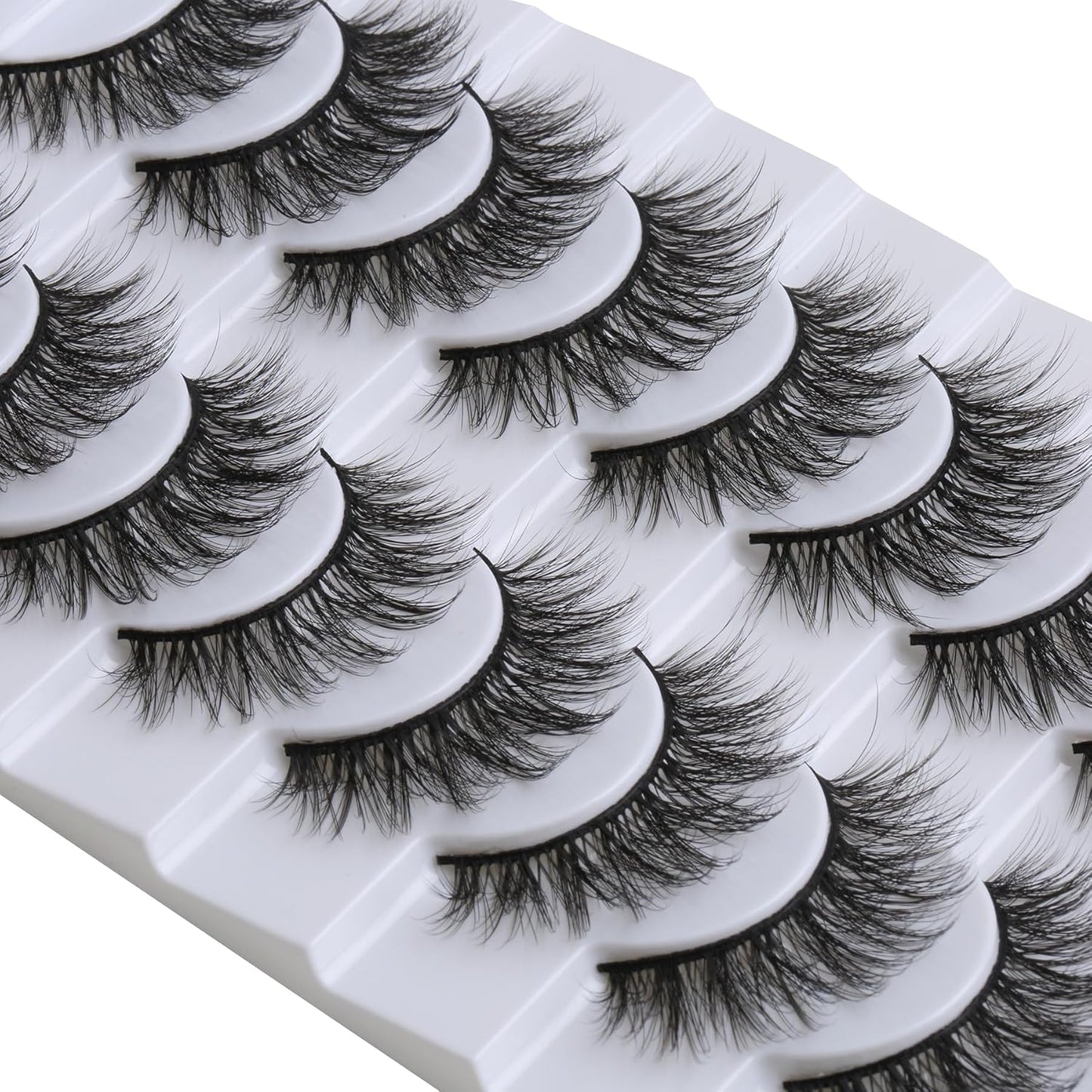 SUNWELL False Eyelashes 16mm Mink Lashes Faux Mink Lashes 8D Fluffy Strip Eye Lashes Wispy Soft Luxury Volume Fake Eyelashes 10 Pairs Pack