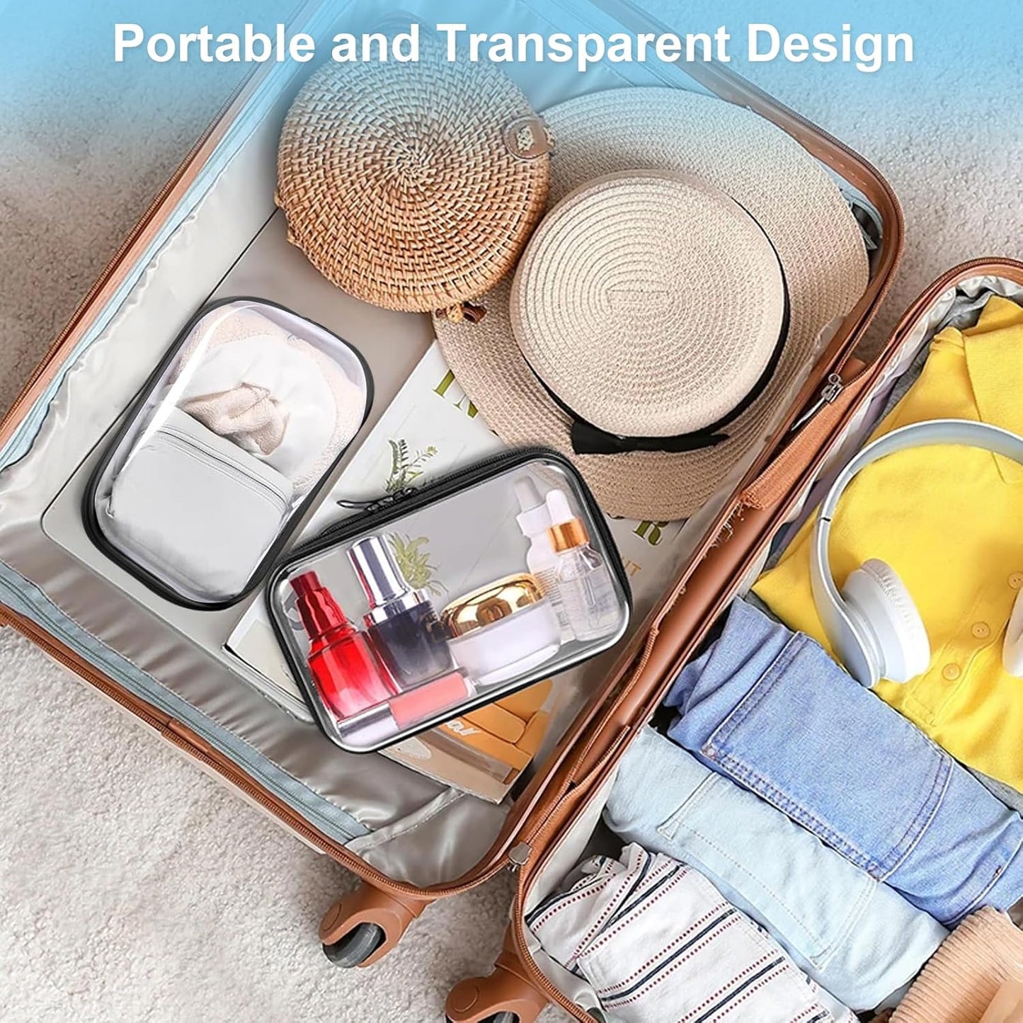 6 Pcs Clear Hard Zipper Case Hard-Sided Premium Storage Case Plastic Clear Hard Shell Zipper Pouch Portable Travel Organizer Box for Travel Building Blocks Puzzles Cosmetics Makeup Supplies (Black)