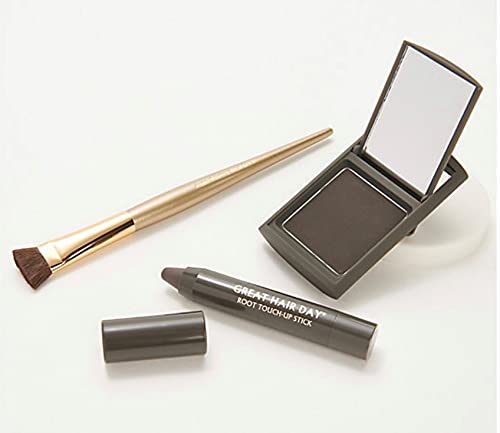 Joan Rivers Great Hair Day Root Touch Up Powder and Hair Color Stick - Root Cover Up Hair Powder and Root Touch Up Stick for Thicker, Fuller Looking Hair (Brunette)