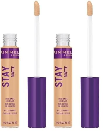Rimmel London Stay Matte - 92 Ivory - Concealer, 24-Hour Wear, Shine Control, Fights Free Radicals, 0.23oz (Pack of 2)
