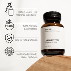 AromaTech Santal Escape Premium Aroma Oil – Uplifting & Sophisticated Home Fragrance with Notes of Sandalwood, Iris & Ocean Air for Scent Diffusers, Cold-Air and UltraSonic Scent Machines – 60 mL