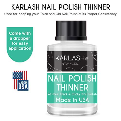 Karlash Professional Nail Polish Thinner 0.5 oz - Restore thick and sticky nail polish (1 Piece)