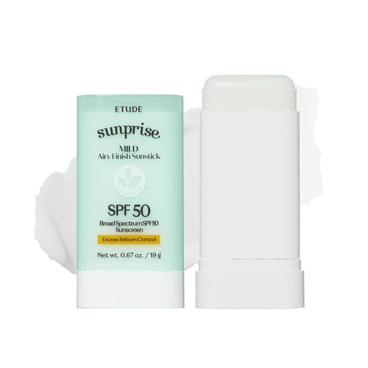ETUDE Sunprise Mild Airy Finish Sunstick SPF50+ PA++++ Powdery sunscreen, Vegan, Non-Greasy, Sebum Control, Matte Finish, Sensitive Skin Friendly, 19g | alldaygood beauty