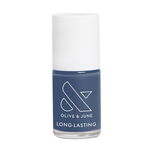 Olive & June Long Lasting Nail Polish | Gel-Like Finish No Lamp Needed | Lasts up to 10 days |Salon-Quality Color at Home |15-Free Vegan Cruelty-Free Chip-Resistant Shine |Social Studies Gunmetal Blue | alldaygood beauty