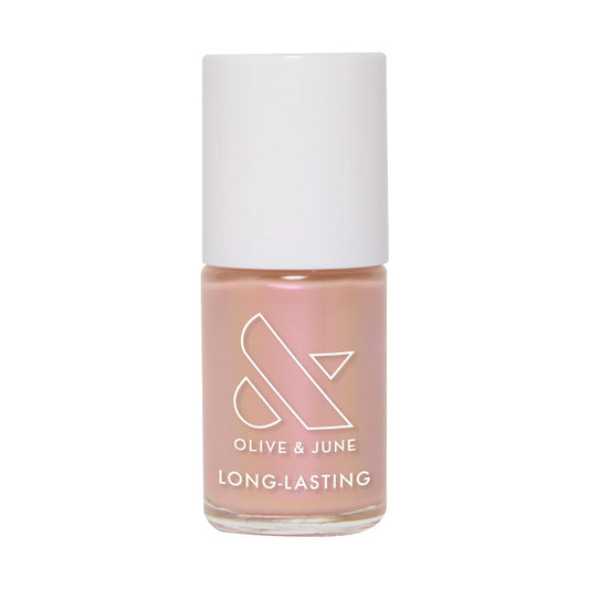 Olive & June Long Lasting Nail Polish | Plump Gel-Like Finish No Lamp Needed | Lasts up to 10 days | Salon-Quality at Home | 15-Free Vegan Cruelty-Free Chip-Resistant | Sandy Scallop Golden Iridescent | alldaygood beauty