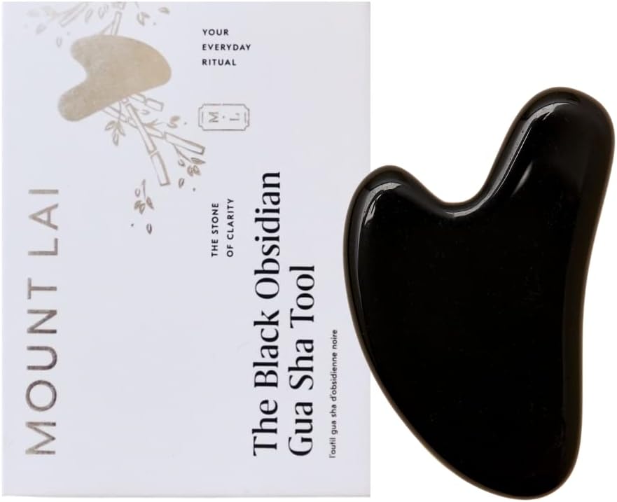 Mount Lai Obsidian Gua Sha Facial Tool – The Stone of Transformation – 100% Genuine Black Obsidian Stone Face Sculpting Tool for Lymphatic Drainage, Puffiness Reduction & Jaw Tension Relief