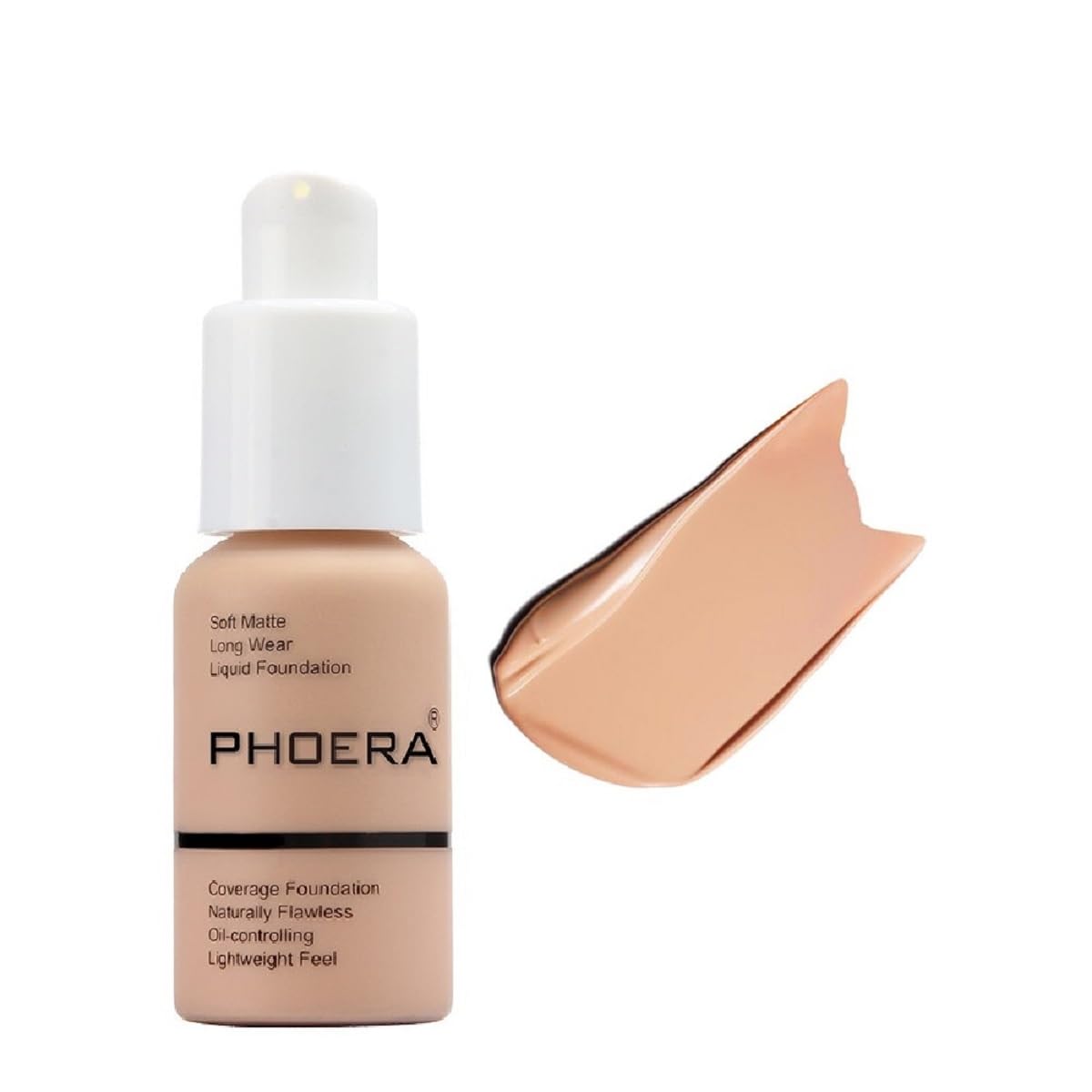 PHOERA Foundation,Flawless Soft Matte Liquid Foundation Oil Contro Concealer Waterproof Full Coverage Foundation Makeup .(1 Pcs-103# Warm Peach)