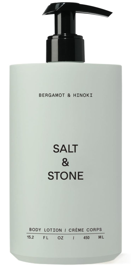 Salt & Stone Body Lotion for Women & Men| Scented Daily Body Lotion | Hydrates, Nourishes & Softens Skin | Restores Dry Skin | Fast-Absorbing | Cruelty-Free & Vegan (450 ml) (Bergamot & Hinoki) | alldaygood beauty