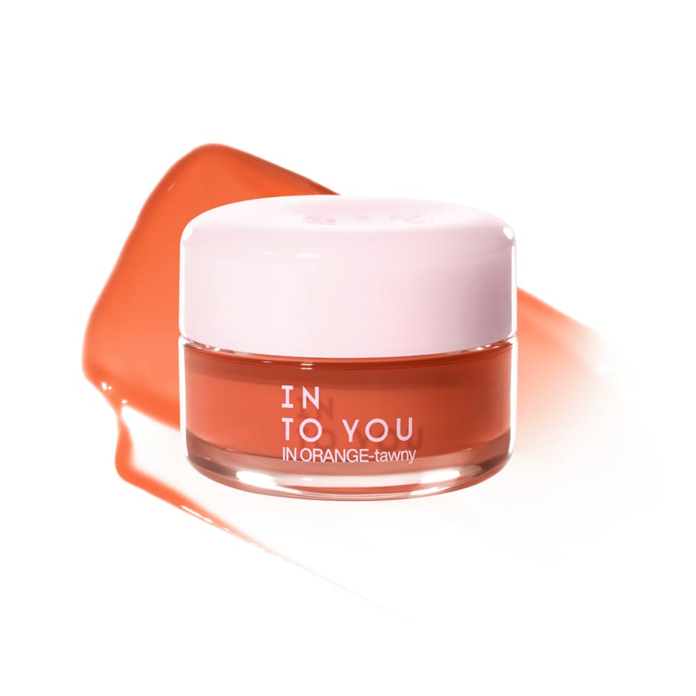 INTO YOU Frozen Glow Lip Balm, Hydrating Lip Gloss, Shine Finish, Nourishing Sheer Tint Pudding Pot with Vitamin E and Seed Oil, Plumping, Moisturizing Lip Makeup, 0.18oz, FB02 Juicy Orange