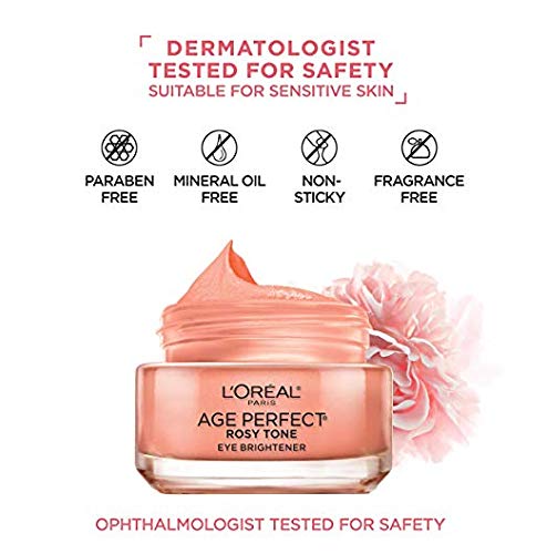 Eye Brightener Eye Cream Skin Care, Age Perfect Rosy Tone Eye Brightener to Visibly Color Correct Dark Circles, Fragrance Free, Paraben Free, 0.5oz.(Pack Of 2)