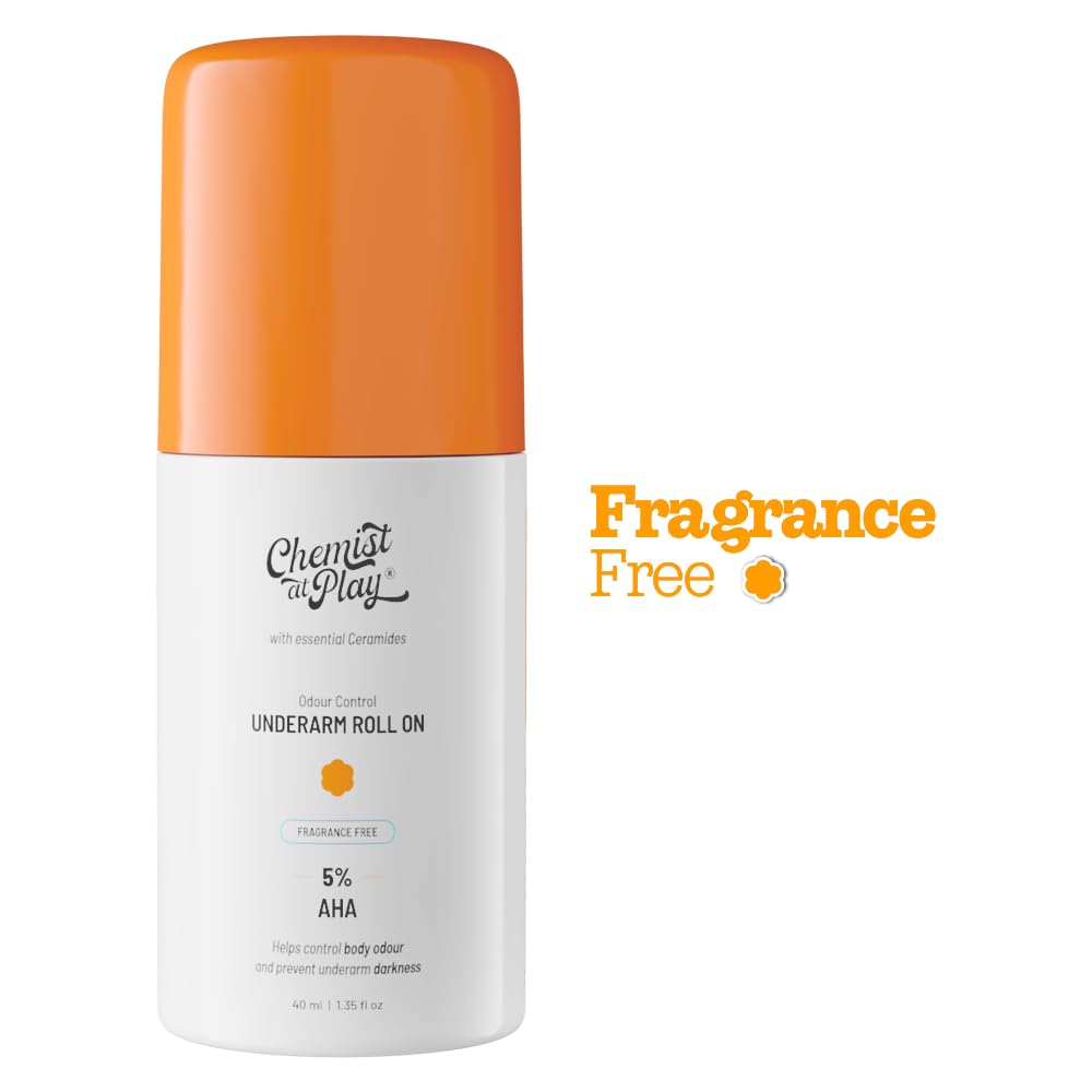 UnderArm Roll-On with 5% AHA| Lactic & Mandelic Acid|Prevents Odour, Brightens Skin & Exfoliates Underarm | For Sensitive Skin | Fragrance-Free | Alcohol & Aluminium Free | 1.35 fl oz
