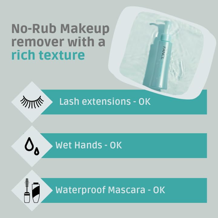 FANCL Mild Cleansing Oil, Japanese Facial Cleansing Oil, Makeup Remover, Oil Cleanser, 100% Preservative Free, Clean Skincare for Sensitive Skin [US Package] (1, Blue)