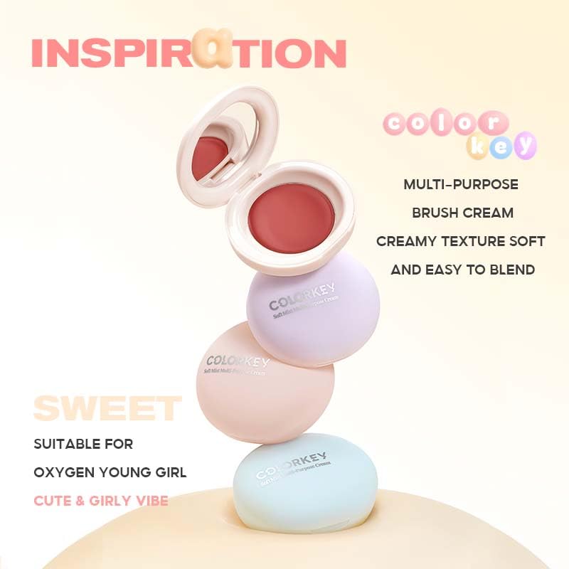 COLORKEY Soft Mist Multi-Purpose Cream | Lips & Cheeks | Eyes | Creamy | Moisturizing | Blendable Color (02 SWEET PINK, 2.5g)