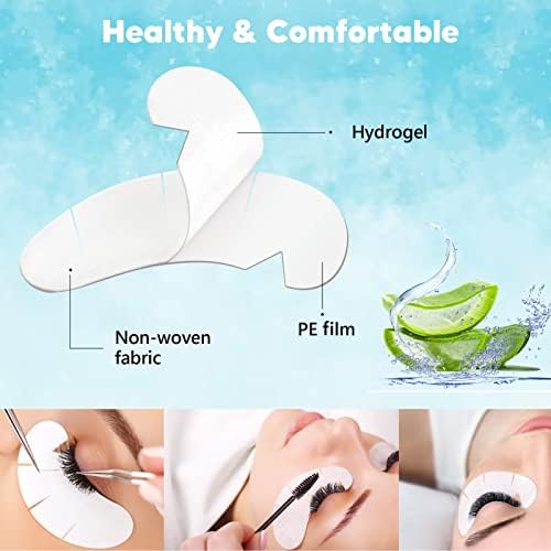 C. ARTIST 100 Pairs V-Shaped 100% Natural Eyelash Extension Under Eye Gel Pads Kit, Hydrogel Eye Patches with Collagen & Aloe Vera, Eyelash Extension Supplies Tools, Lash Tech Supplies