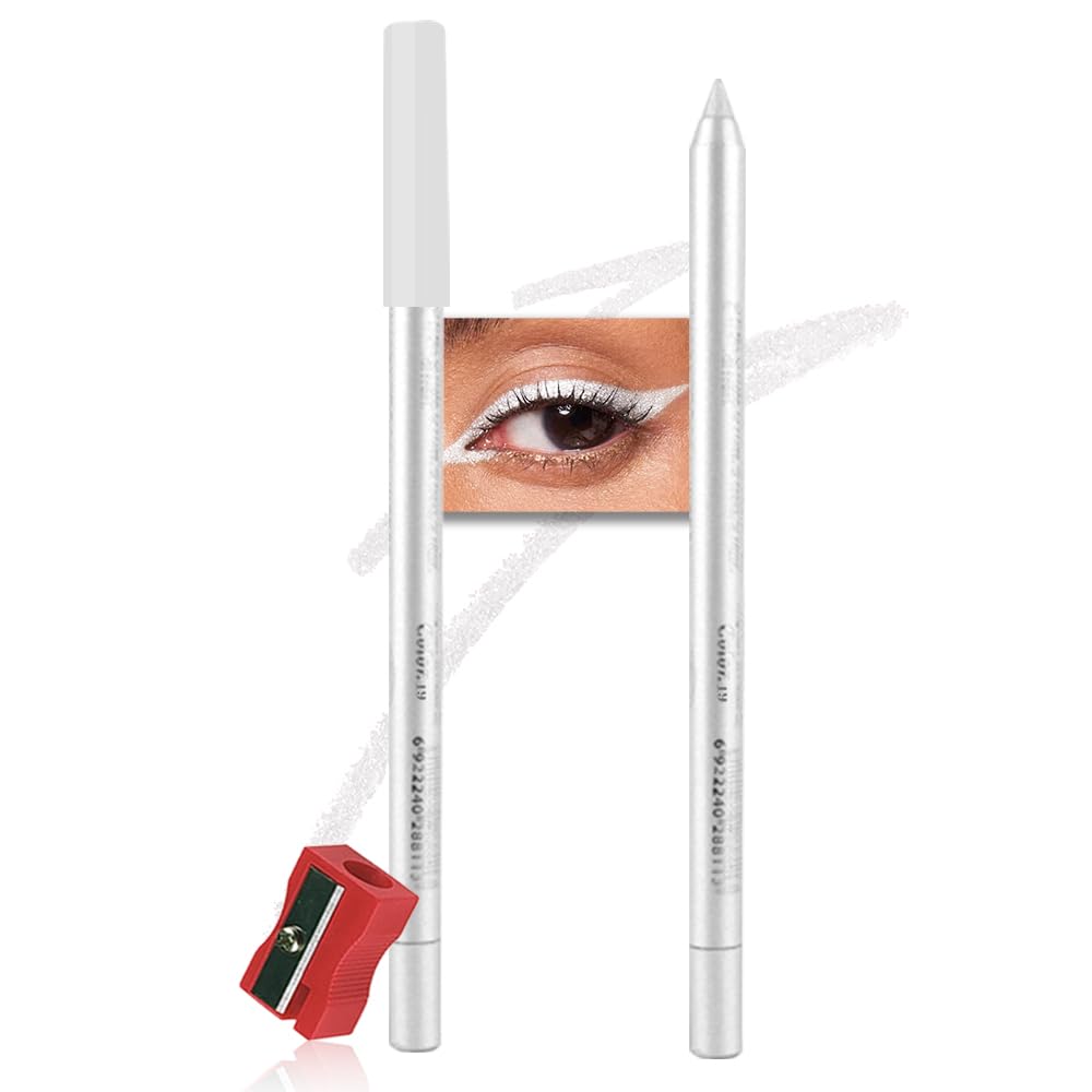 Kaely Gel Eyeliner Pencil for Women, Pearl White Eye Liner Waterproof Smudge Proof with Sharpener, Waterline Eye Makeup Liners, delineador de ojos contra el agua, Vegan & Cruelty-Free, 19