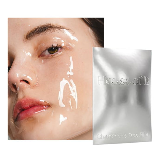 House of B Glow Glutathione 2-Step Face Film Set for Wrinkle Reduction & Skin Tone Enhancement, Shine Your Light with Korean Mask