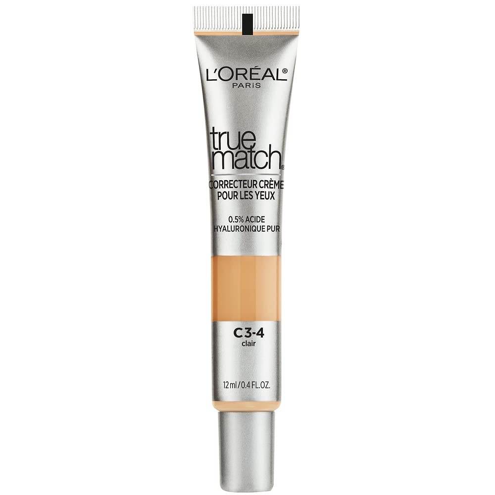 L’Oréal Paris True Match Eye Cream in a Concealer, 0.5% hyaluronic acid, Light C3-4, 0.4 fl. oz.