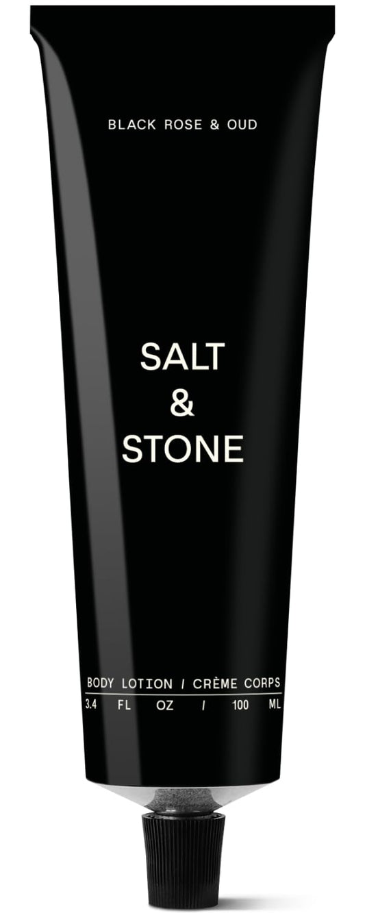 Salt & Stone Body Lotion for Women & Men | Hydrates, Nourishes & Softens Skin | Restores Dry Skin | Fast-Absorbing | Cruelty-Free & Vegan (100 ml) (Black Rose & Oud) | alldaygood beauty