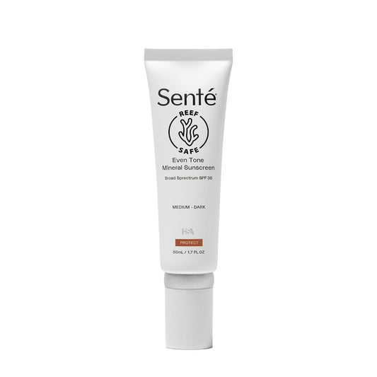 Senté Even Tone Mineral Sunscreen Tinted | SPF 36 Medium-Dark | Hydrating, Lightweight Sun Protection Treatment for Redness & Discoloration | UVA/UVB & Blue Light Defense | 1.7 oz | alldaygood beauty