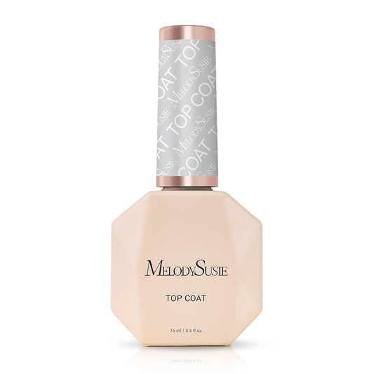 MelodySusie Top Coat No Wipe Glossy Long Lasting Shine Finish Soak Off UV LED Nail Lamp Nail Polish Art Design Manicure Kit Perfect Gifts for Women Girls 1 Pcs 15ml Clear