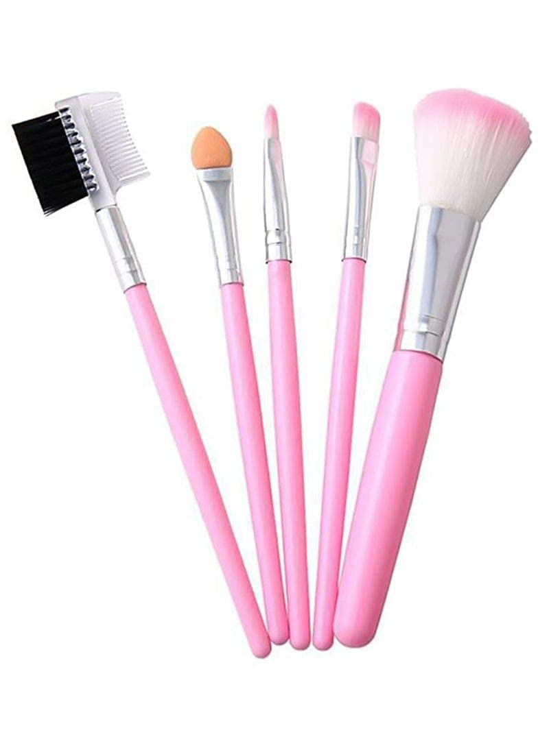 SHISHI TYA 6155 Professional 5 in 1 Makeup Kit with 5 Pink Makeup Brushes, 36H Eyeliner, Kajal, Compact, 5in1 Lipstick, Fixer, Primer, Contour, Foundation, 3 Makeup Puffs - (Pack of 20)