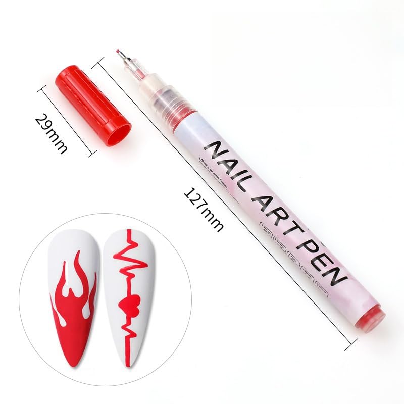 Nail Polish Pen, 1 PCS Nail Art Pen, Nail Pencil, DIY Drawing Painting Pen, for Nails DIY (Red 0.5mm)