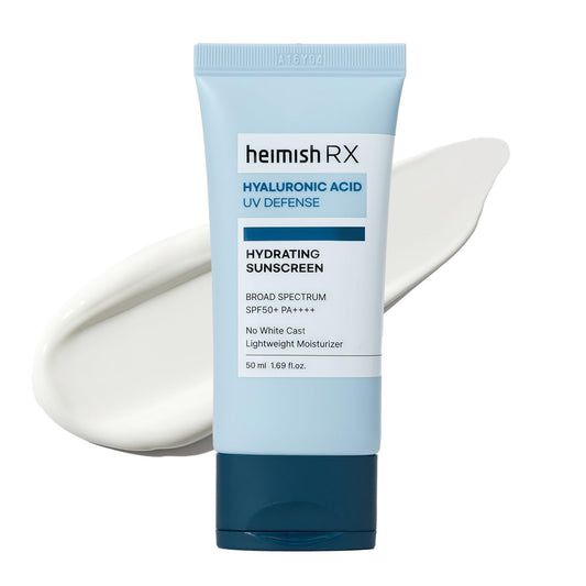 HEIMISH RX Hyaluronic Acid Hydrating Sunscreen - Daily Sunscreen For Face, SPF Face Moisturiser, Broad Spectrum SPF 50, No White Cast, Lightweight, Fast-absorbing, Korean Skincare, 50ml (1.69 fl. oz) | alldaygood beauty