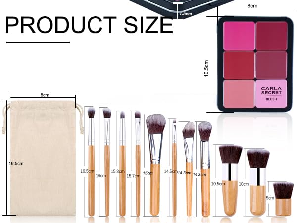 Makeup Blush Palette + Cream Contour Palette Kit, with 11 Pcs Complete Makeup Brushes, Contouring Concealer Palette for Medium Dark Skin to Conceals Dark Circles, Redness, Acne, Blemish