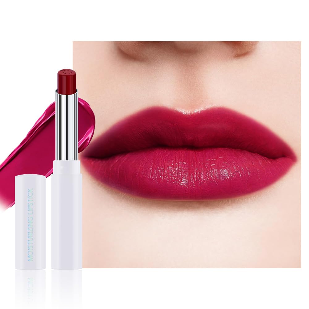 1Pcs Tinted Lip Balm Moisturizing Lipstick – Waterproof Hydrating Matte Lip Balm for Women, Creamy Natural Color Stain for Dry Lips,Soft Matte Finish with Subtle Scent (#12 Berry Rose Red)