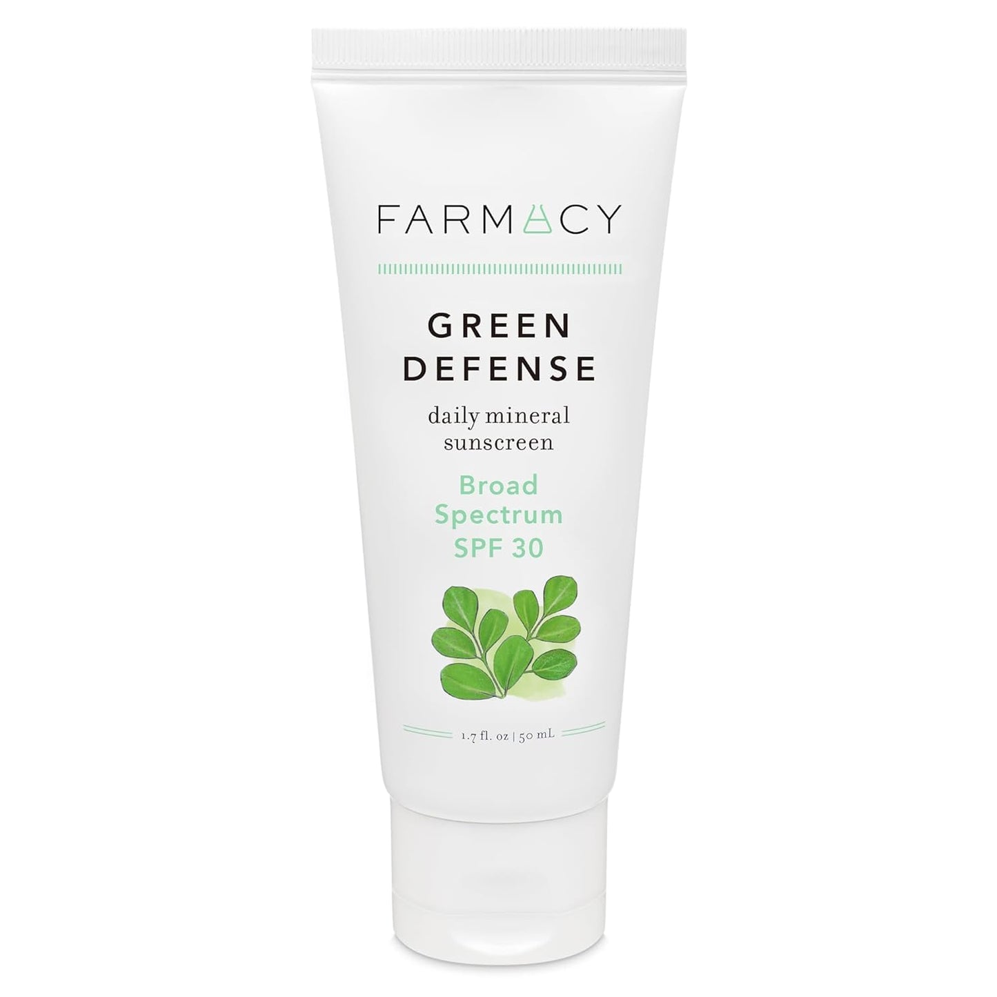 Farmacy Mineral Face Sunscreen SPF 30 - Broad Spectrum Zinc Oxide Sunscreen for Face - Daily Defense Sheer Mineral SPF for Sensitive Skin - Absorbs Quickly + Leaves No White Cast (50ml)