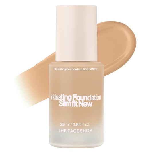 THE FACE SHOP Ink Lasting Liquid Foundation, Full Coverage, 72‑Hour Wear Semi‑Matte Finish, Makeup with Bakuchiol, N120 Marshmallow, 0.84 Fl. Oz. | alldaygood beauty