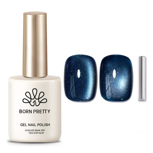 Born Pretty Cat Magnetic Eye Gel Nail Polish,Dark Blue Magnetic Gel Polish Nightscape Cat Magnetic Eye Gel Manicure Nail Art DIY 15ml | alldaygood beauty