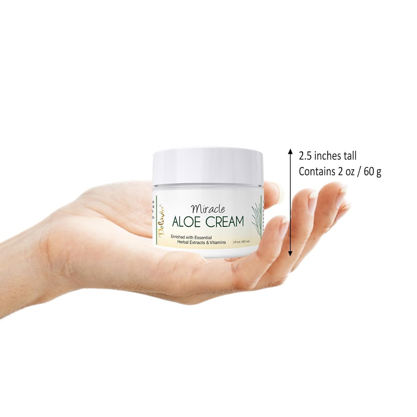 Deluvia Miracle Aloe Cream | Face & Body Moisturizer with Vitamin E & Organic Aloe Vera (2 Ounce (Pack of 1), Unscented)