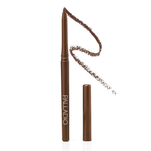 Palladio Retractable Waterproof Eyeliner, Richly Pigmented Color and Creamy, Slip Twist Up Pencil Eye Liner, Smudge Proof Long Lasting Application, All Day Wear, No Sharpener Required, Brownie | alldaygood beauty